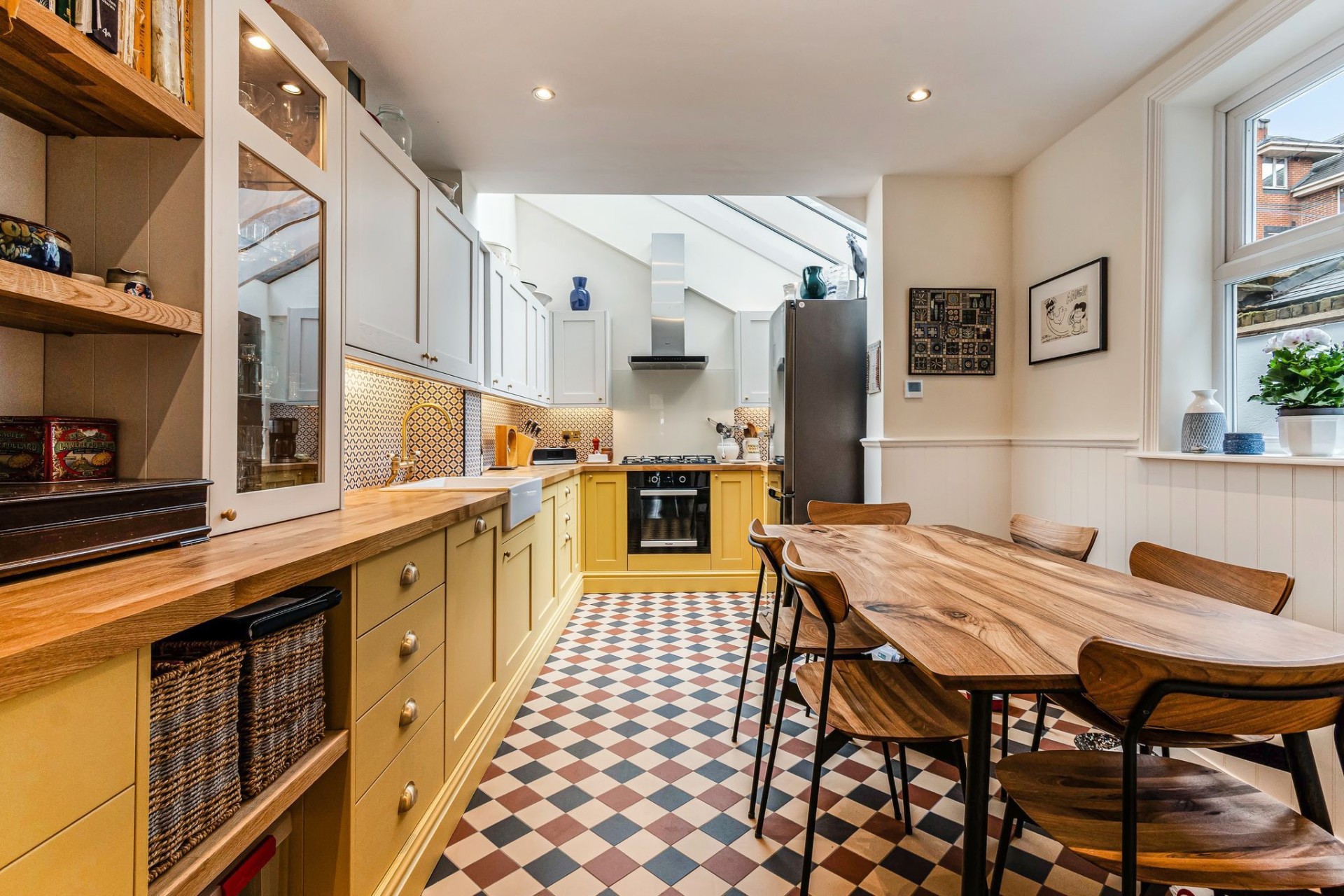 Yellow kitchen respray panoramic view